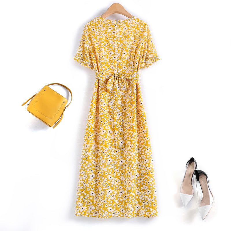 Plus Size Yellow Floral Midi Dress