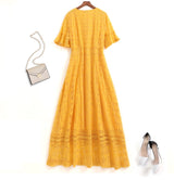 Plus Size Yellow Lace Dress