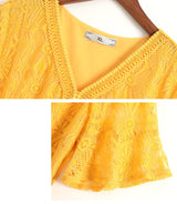 Plus Size Yellow Lace Dress