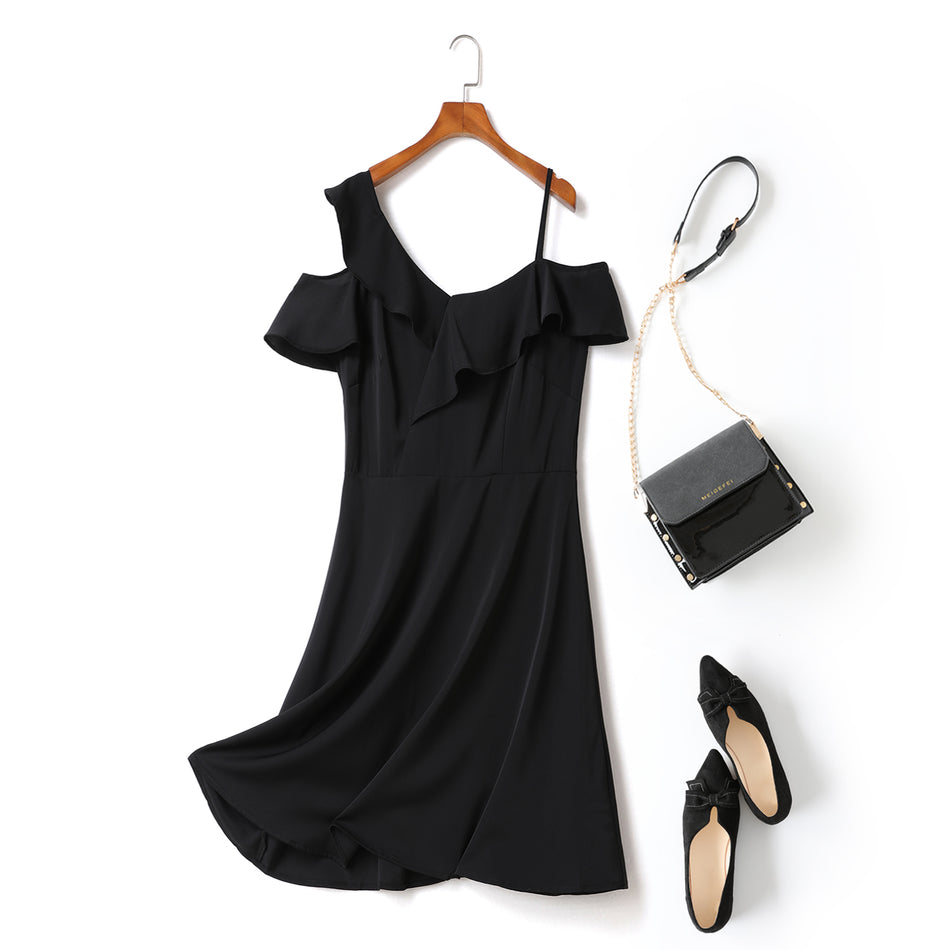 Ciara Plus Size Off Shoulder Flutter Sleeve Short Sleeve Dress (Black, Pink Checks)