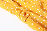 Isabella Plus Size Polka Dots V Neck Wrap Neckline Waist Tie Short Sleeve Dress (Yellow, Black, White)