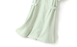 Kelly Plus Size Buttons Mermaid Pastel Colour Short Sleeve Dress (Green)