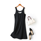 Laura Plus Size Sexy Sleeveless Dress (Blue, Black)