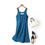 Laura Plus Size Sexy Sleeveless Dress (Blue, Black)