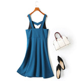 Laura Plus Size Sexy Sleeveless Dress (Blue, Black)