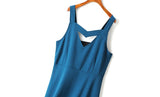 Laura Plus Size Sexy Sleeveless Dress (Blue, Black)