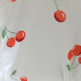 Cherie Cherry Print Square Neck Short Sleeve Dress (Black, White)