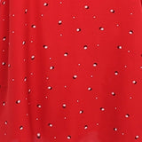 Emily Plus Size Tulip Flowers Print V Neck Wrap Neckline Waist Tie Short Sleeve Dress (Red, Yellow, Black)